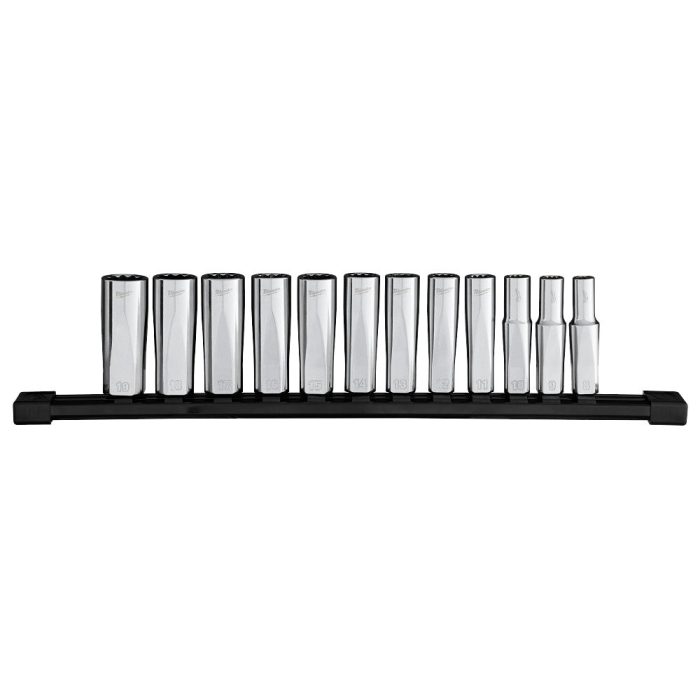 Milwaukee 48-22-9521 3/8" Drive 12-Point Deep Well Metric Socket Set - 12 PC - Image 1