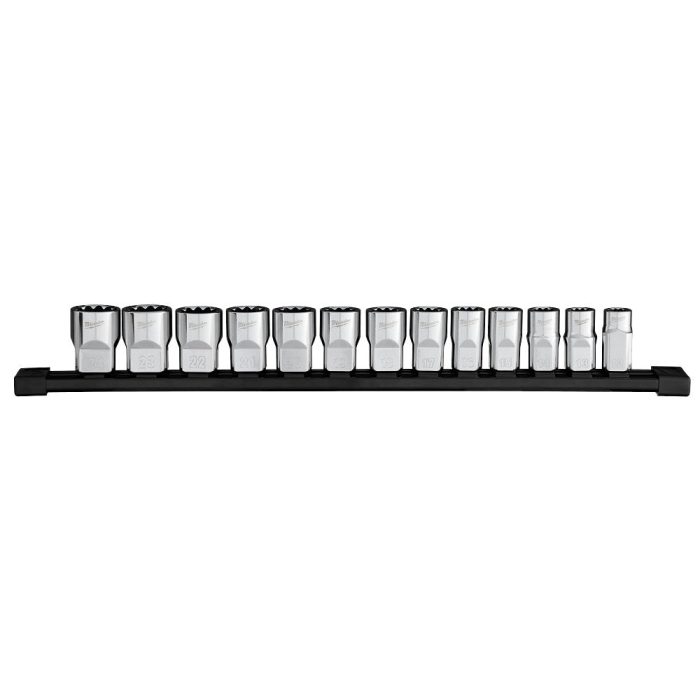 Milwaukee 48-22-9522 1/2" Drive 12-Point Metric Socket Set - 13 PC - Image 1