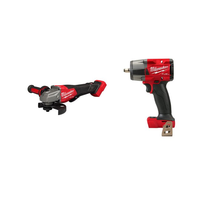 Milwaukee 2960-20GR2 M18 FUEL 18V 3/8" Li-Ion Impact Wrench w/ 4-1/2"-5" Grinder - Image 1