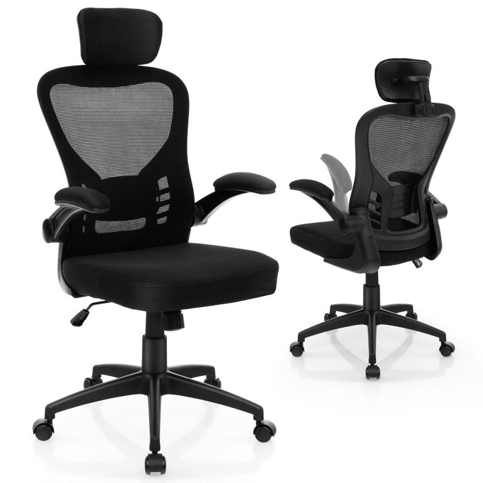 Giantex Ergonomic Mesh Office Chair, Home Office Desk Chair with Adjustable Headrest and Lumbar Support - Image 1