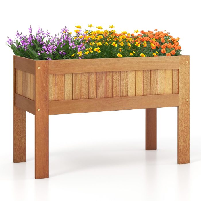 Giantex Wooden Raised Garden Bed, Solid Wood Elevated Planter Box w/Legs, 35”Lx 16”Wx24”H - 1 - Image 1