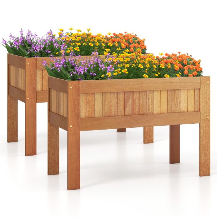 Giantex Wooden Raised Garden Bed, Solid Wood Elevated Planter Box w/Legs, 35”Lx 16”Wx24”H - 2 - Image 1
