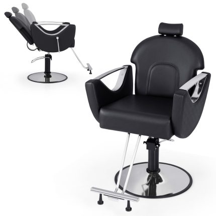 Giantex Reclining Barber Chair - Salon Chair for Hair Stylist, 360 Degrees Swivel