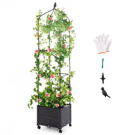 Giantex Raised Garden Bed with Tomato Cages, Obelisk & Bird Top - 1