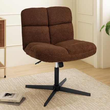 Giantex Criss Cross Chair No Wheels, Armless Cross Legged Office Desk Chair - Espresso