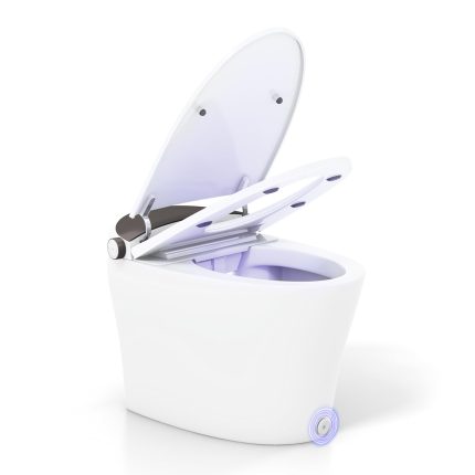 Giantex Smart Toilet, Elongated Bidet Toilet with Adjustable Heated Seat, Dryer, Night Light, Auto Open/Close, Foot Sensor