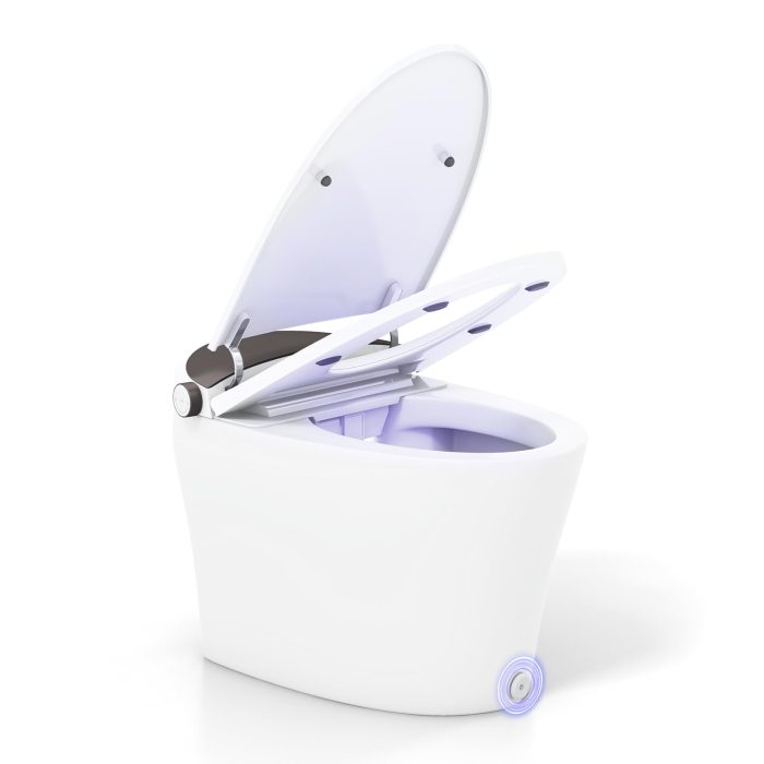 Giantex Smart Toilet, Elongated Bidet Toilet with Adjustable Heated Seat, Dryer, Night Light, Auto Open/Close, Foot Sensor - Image 1