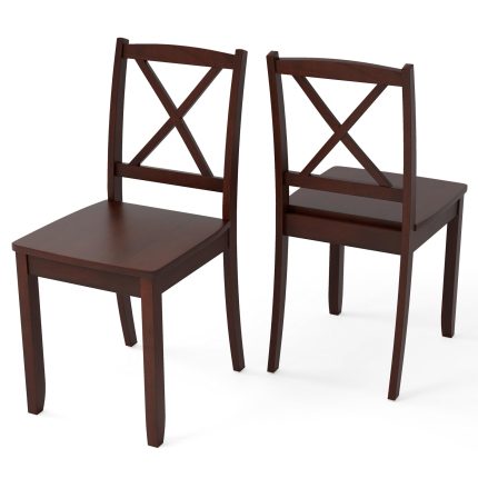 Giantex Wood Dining Chairs, Armless Kitchen Chairs w/Rubber Wood Legs & Curved Backrest - 1 Brown