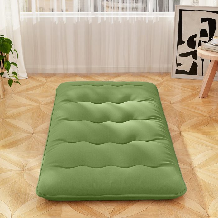 Giantex Japanese Floor Mattress, 4 Inch Futon Mattress with Washable Cover & Storage Bag - Green Twin - Image 1
