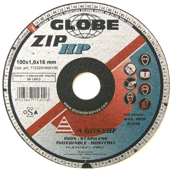 Globe SuperZip Thin Inox Italian Made Cut Off Wheels - 115 x 1.6 x 22 - Image 1