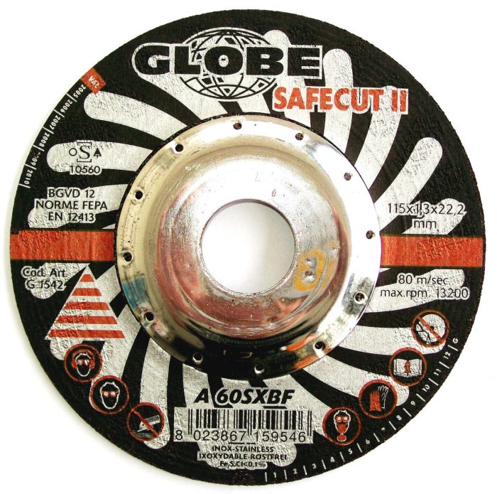 Globe Safecut Depressed Centre Thin Inox Cutting Wheels - 115 x 1.3 x 22 - Image 1