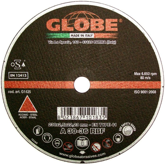 Globe Reinforced General Purpose Metal Cutting Wheels - 125 x 2.5 x 22 - Image 1