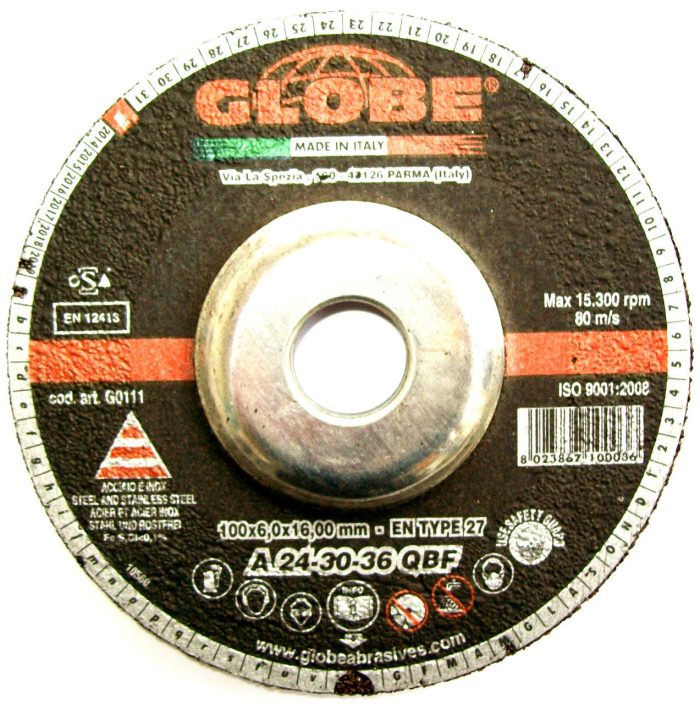 Globe Reinforced Metal INOX Grinding Wheels - 100 x 6 x 16 - Image 1