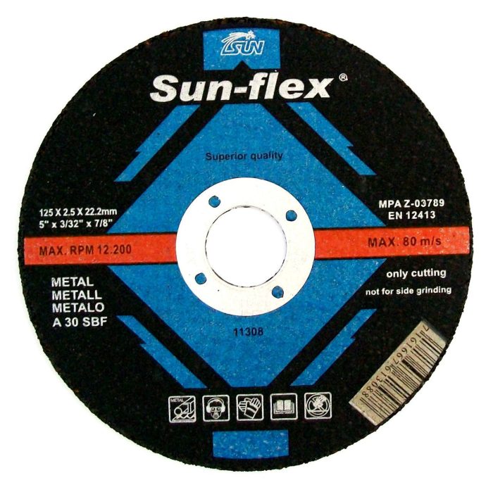 Sun-Flex Reinforced Metal Cutting Discs - 125 x 2.5 x 22 - Image 1