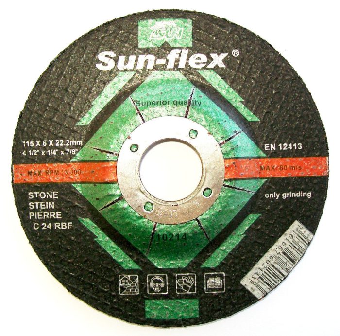 Sun-Flex Reinforced Depressed Centre Masonry Grinding Wheel - 178 x 6 x 22 - Image 1