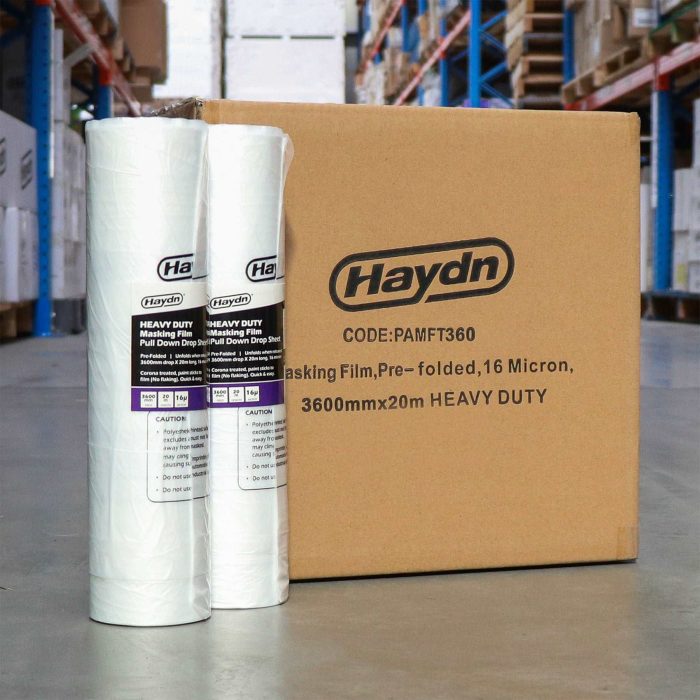 3600mm x 25m Buy A Box 12 Rolls Haydn Heavy Duty Masking Film - Image 1