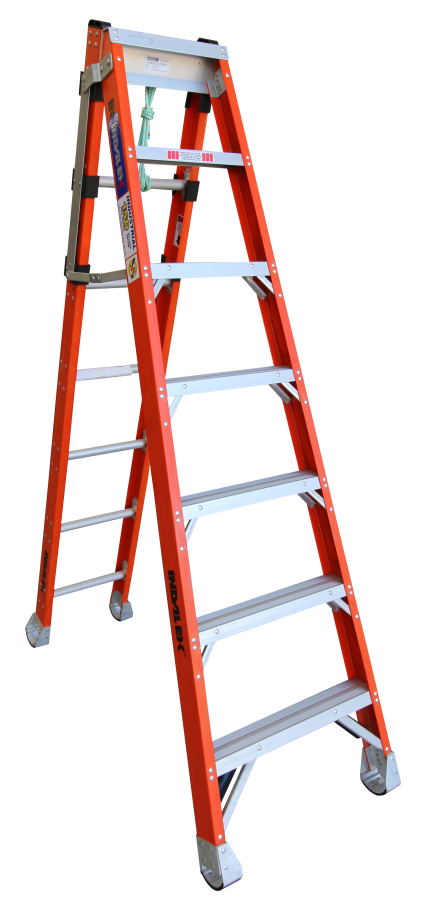 Indalex Pro Series Step, Extension and Stairway Heavy Duty Fibreglass Ladder - 2.10 - 3.70M