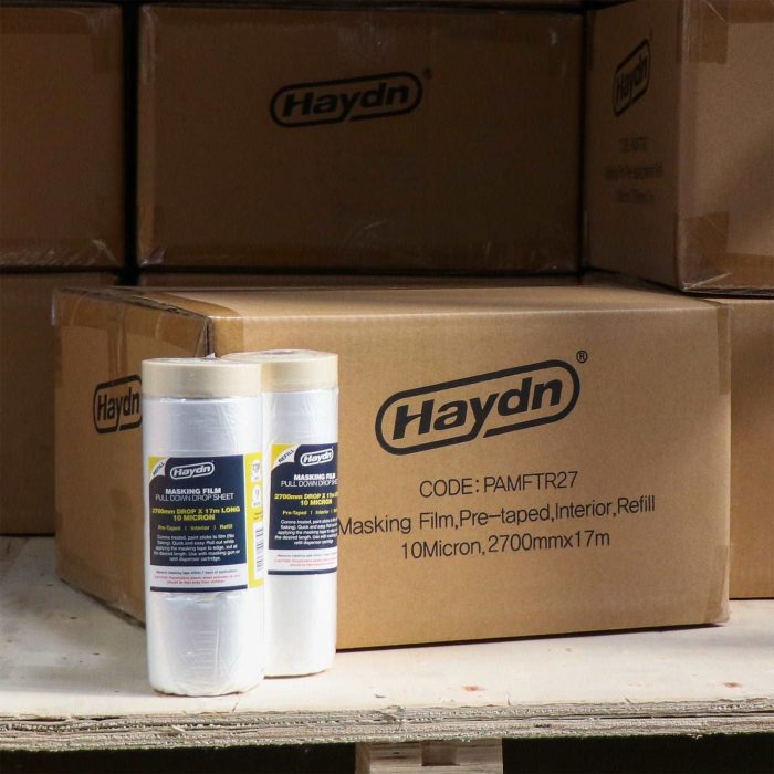 12 Rolls - 2700mm x 17m,  Pre-taped Interior Masking Film - Image 1