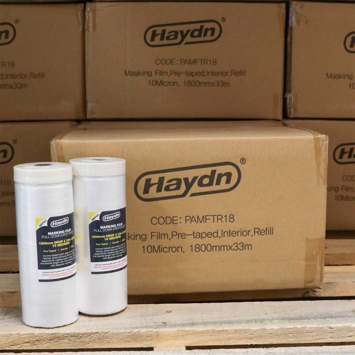 12 Rolls - 1800mm x 33m,  Pre-taped Interior Masking Film - Image 1