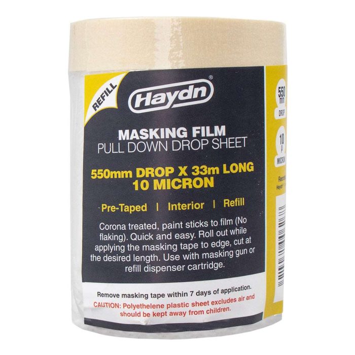 550mm x 33m Haydn Pre-taped Interior Masking Film - Image 1