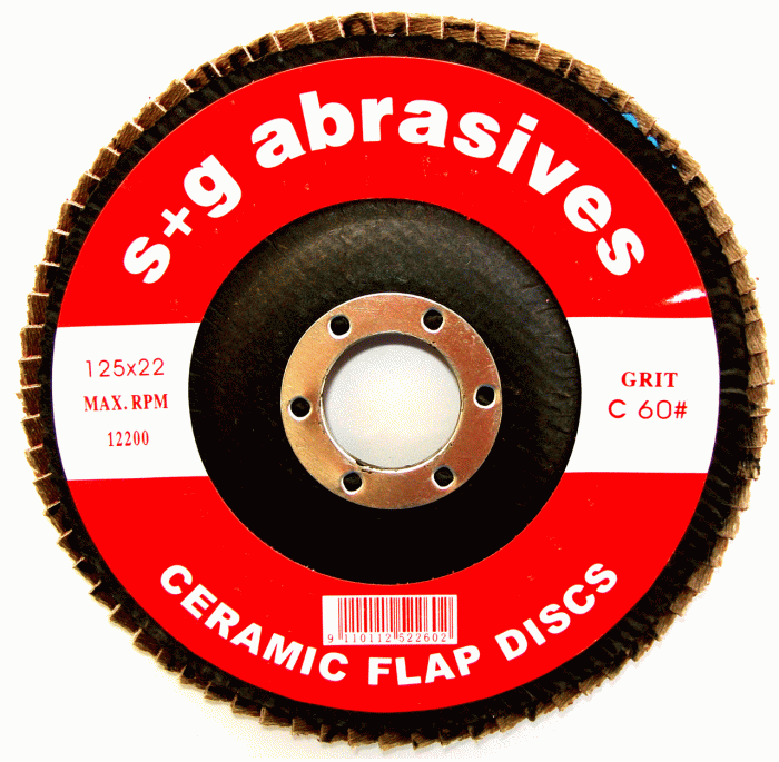 125mm x 22mm Ceramic Flap Discs - 5 Pack - Image 1