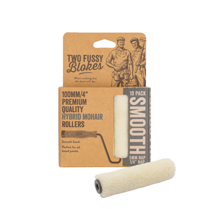 100mm x 5mm Two Fussy Blokes Mohair Hybrid Mini Paint Rollers - 10 Pack