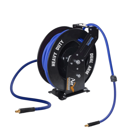 Heavy Duty Dual Arm Steel Retractable Hose Reel Kit With 20M Hybrid Air Hose