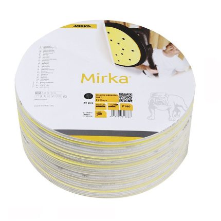 Mirka 225mm Soft Grip Fleece Backed Yellow Sanding Discs - 27 Hole