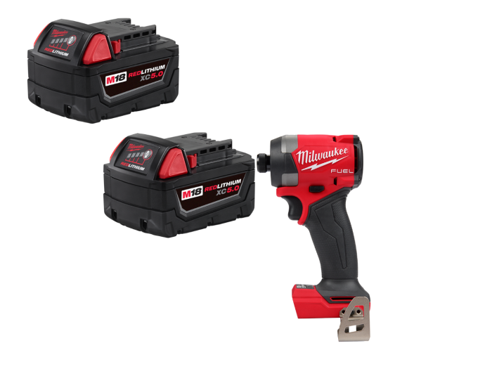 Milwaukee 2953-20BT5 M18 Impact Driver w/XC5.0 Extended Capacity Battery - 2 PK - Image 1