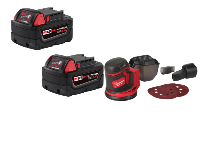 Milwaukee 2648-20BT5 M18 Random Orbit Sander w/ XC5.0 Extended Battery - 2 PK - Image 1