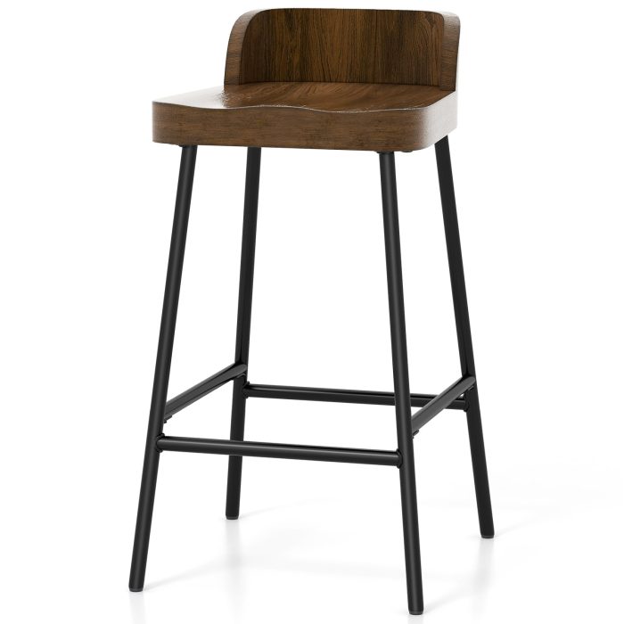 Giantex 24.5'' Bar Stool, Counter Height Bar Stools with Low Back & Footrest - 1 - Image 1