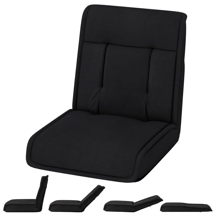 Giantex Floor Chair, Lazy Sofa with 14-Poistion Adjustable Backrest & 5-Position Adjustable Headrest, Padded Sleeper Bed - Black - Image 1