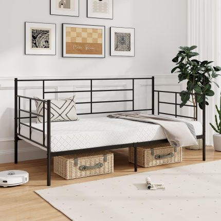 Giantex Metal Twin Daybed, Twin Size Platform Bed with High Headboard & Extra Support Leg