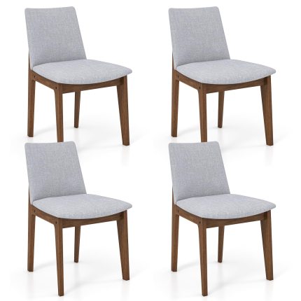 Giantex Upholstered Dining Chairs Set of 2/4, Linen Fabric Wooden Kitchen Chairs w/Rubber Wood Frame - 2