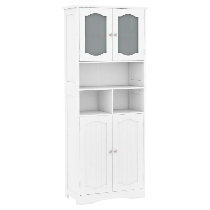 Giantex 58.5" Tall Storage Cabinet - Pantry Cabinet with Tempered Glass Doors, Adjustable Shelves - Image 1