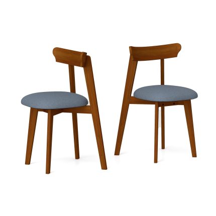 Giantex Wooden Dining Chairs Set, Mid-Century Kitchen Chairs w/Padded Seat & Curved Backrest - 1