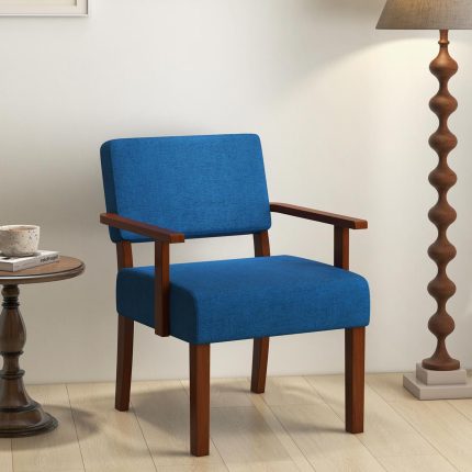 Giantex Modern Accent Chair, Linen Living Room Arm Chair w/Soft Padded Seat & Backrest - 1 Blue