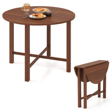 Giantex 35.5” Round Dining Table, Folding Kitchen Table for Small Spaces