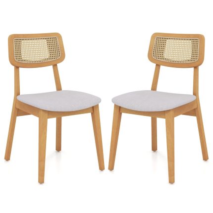 Giantex Rattan Dining Chairs Set of 2/4, Wooden Kitchen Chairs w/Cane Back, Rubber Wood Frame - 1