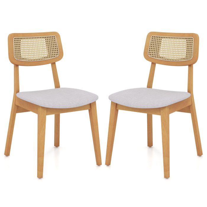Giantex Rattan Dining Chairs Set of 2/4, Wooden Kitchen Chairs w/Cane Back, Rubber Wood Frame - 1 - Image 1