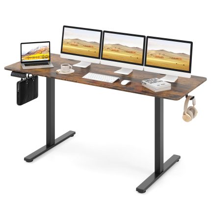 Giantex 63" x 24" Electric Standing Desk with Adjustable Height - Rustic Brown
