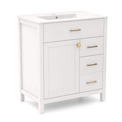 Giantex 30” Bathroom Vanity with Sink, Ceramic Basin Combo with 2 Drawers, 1 Door, 1 Flip-Out Drawer