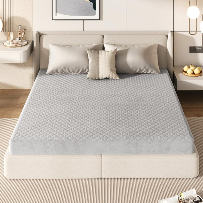 Giantex Mattress Topper Cover, Soft Velvet Mattress Protector with Deep Pockets - King - Image 1