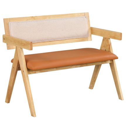 Giantex Dining Bench with Back, Accent Wooden Bench with Armrest