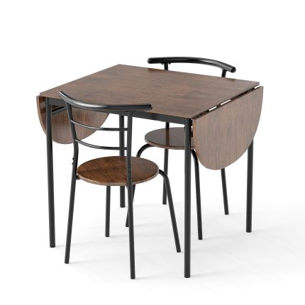 Giantex 3-Piece Dining Table Set for 2 - Kitchen Table Chair Set with 55” Drop Leaf Dinner Table, Dining Chairs