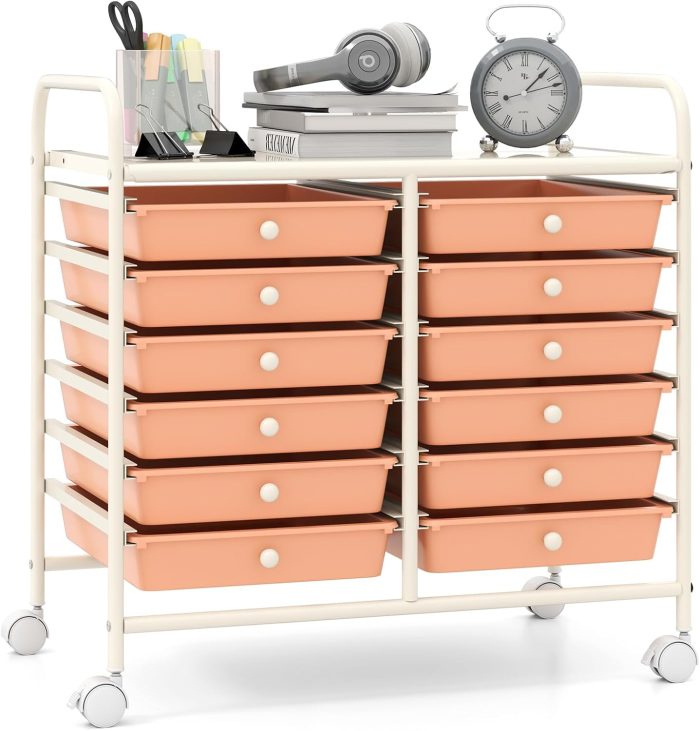 12 Drawers Rolling Cart for Office School Supplies - 25” x 15” x 24.5” - Image 1