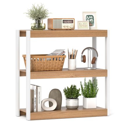 Giantex 3 Tier Bookshelf - 1 Natural & White