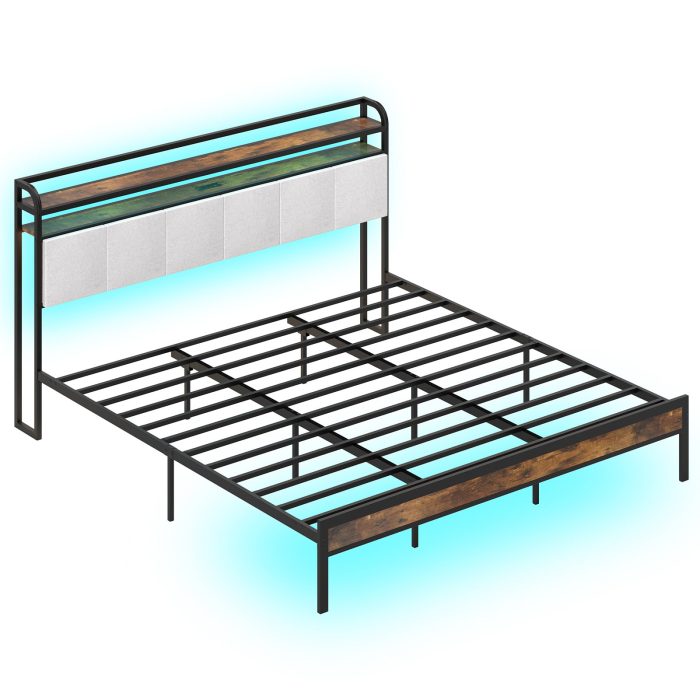 Giantex Bed Frame with Storage Headboard - King - Image 1