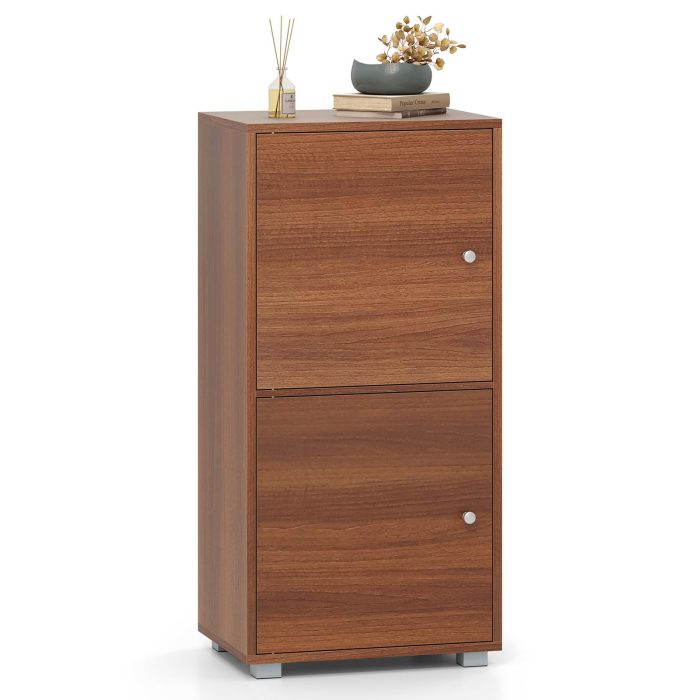 Giantex 2-Cube Stackable Storage Cabinet with 2 Single Doors - 1 - Image 1