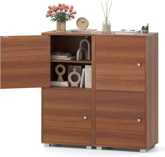 Giantex 2-Cube Stackable Storage Cabinet with 2 Single Doors - 2 - Image 1